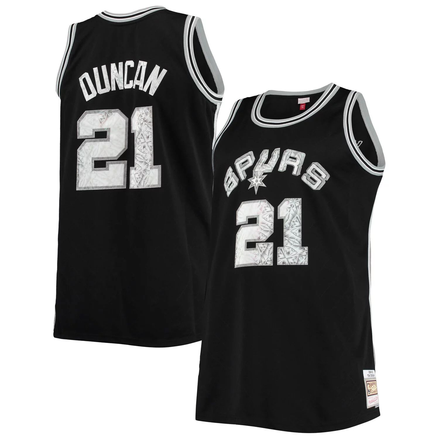 

Мужская черная майка Mitchell & Ness Tim Duncan San Antonio Spurs Big & Tall 1998-99 годов НБА с бриллиантами и 75-летием Diamond Swingman, Черный, Мужская черная майка Mitchell & Ness Tim Duncan San Antonio Spurs Big & Tall 1998-99 годов НБА с бриллианта