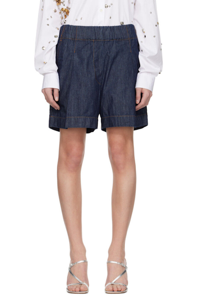 

Широкие джинсовые шорты цвета индиго Dries Van Noten