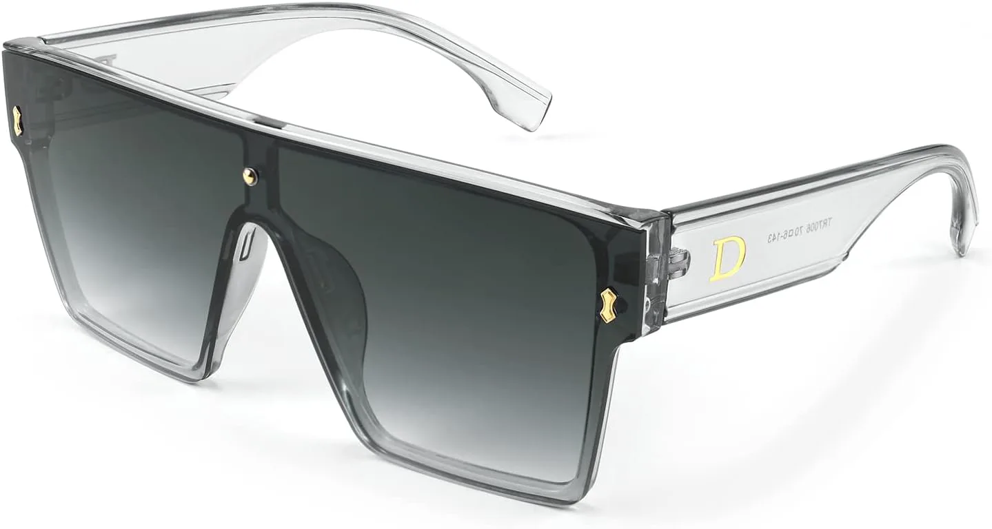 

Солнцезащитные очки Karsaer Chic Oversized Square для женщин и мужчин, цельные, с плоской верхней частью, большие, унисекс, K7110, Clear Grey/Gradient Grey Lens