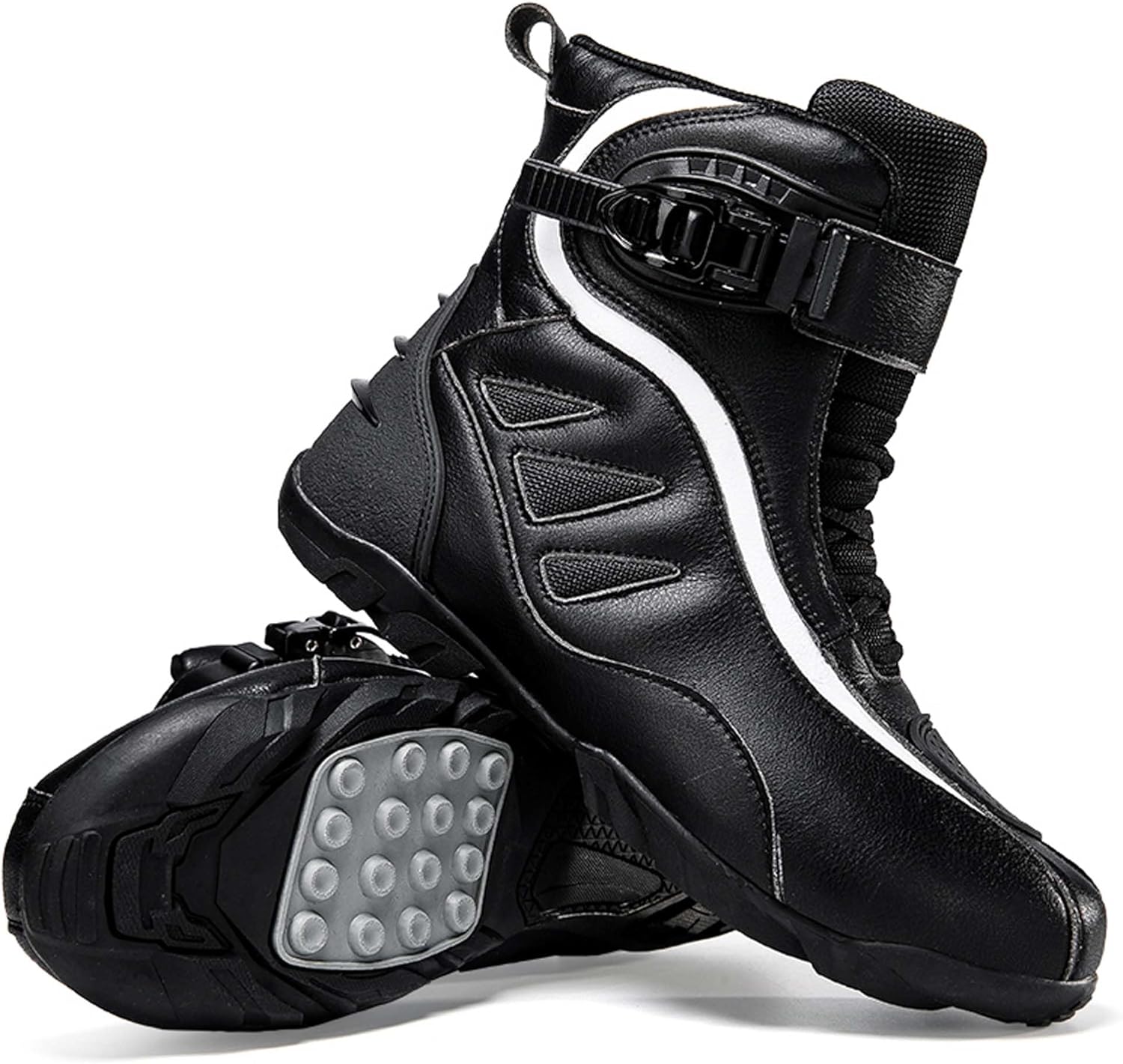

Мужские и женские мотоциклетные ботинки DZBAJRQM- дышащие, мотоциклетные боевые ботинки, уличная модная обувь для езды, поддержка щиколотки, противоскользящая подошва, белый/черный