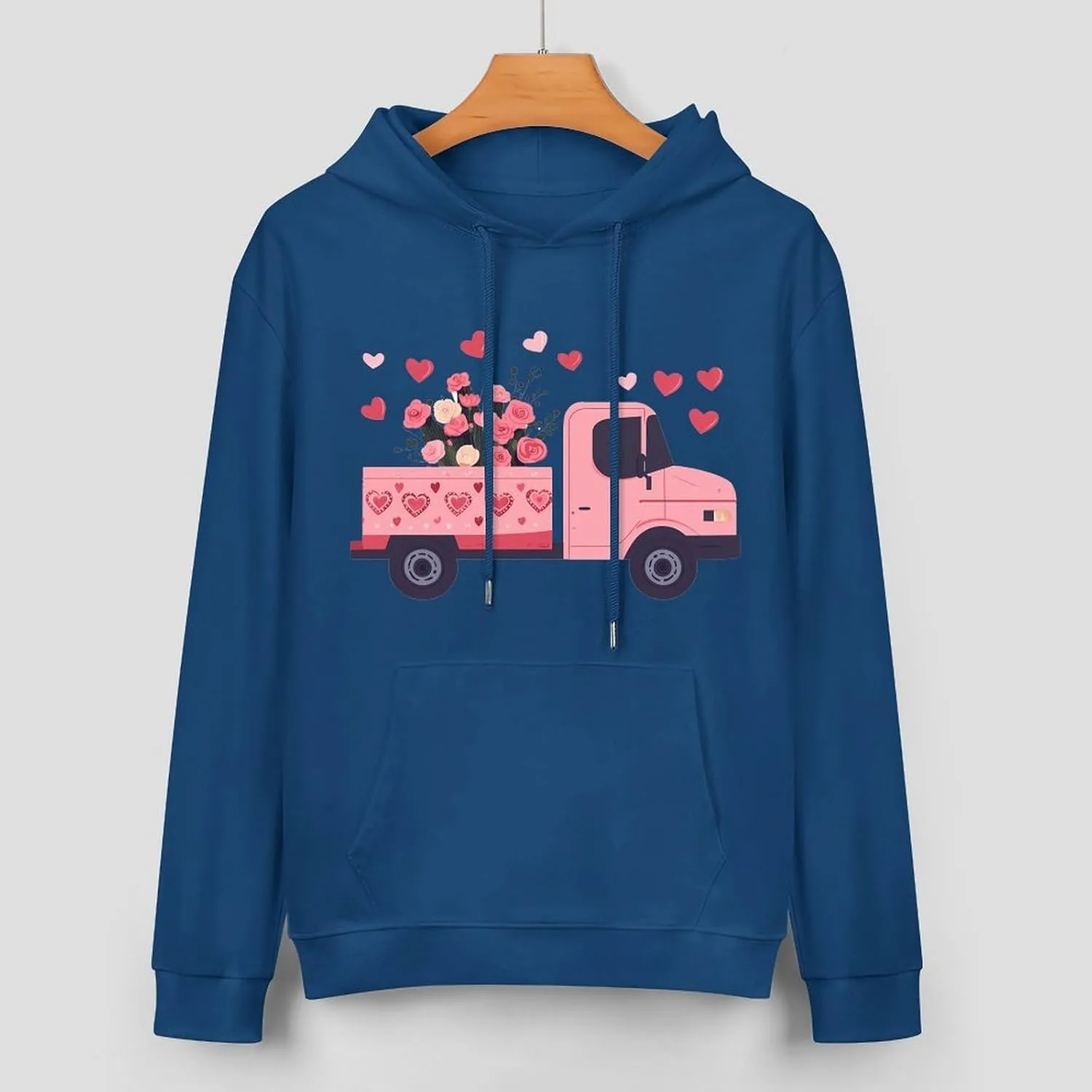Generic Футболка с цветами и сердцами Fashion Hoodies для мужчин, хлопковый пуловер, толстовка с карманом — фото 3
