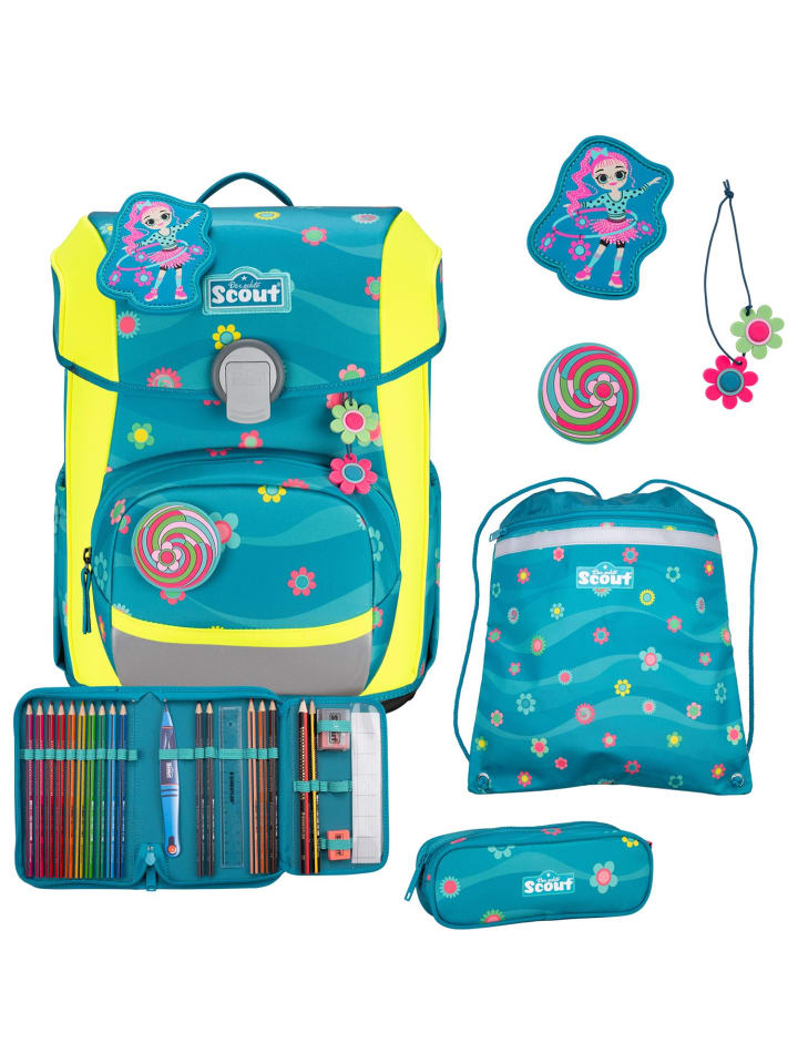 

Scout Набор школьных сумок Neo, 4 предмета, цвет DIN Little Flowers, синий
