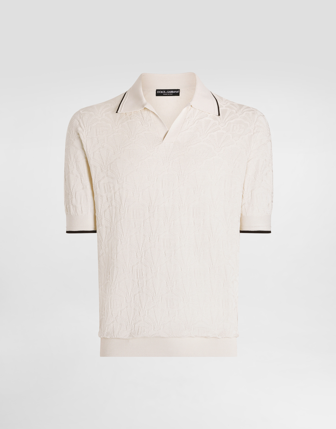 

Шелковая рубашка-поло с логотипом по всей поверхности Dolce & Gabbana, белый