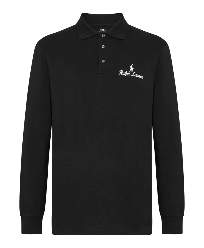 

Рубашка-Поло с длинными рукавами и тремя пуговицами. Polo Ralph Lauren, черный