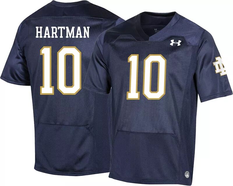 

Мужская футбольная майка Under Armour Notre Dame Fighting Irish Sam Hartman № 10, реплика темно-синего цвета