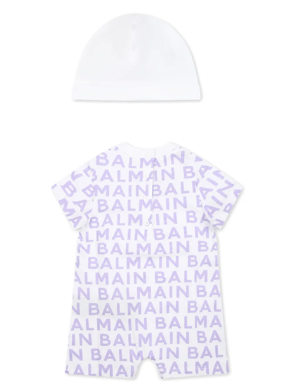 Комплект из ромпера и нагрудника с логотипом Balmain Kids, белый — фото 2