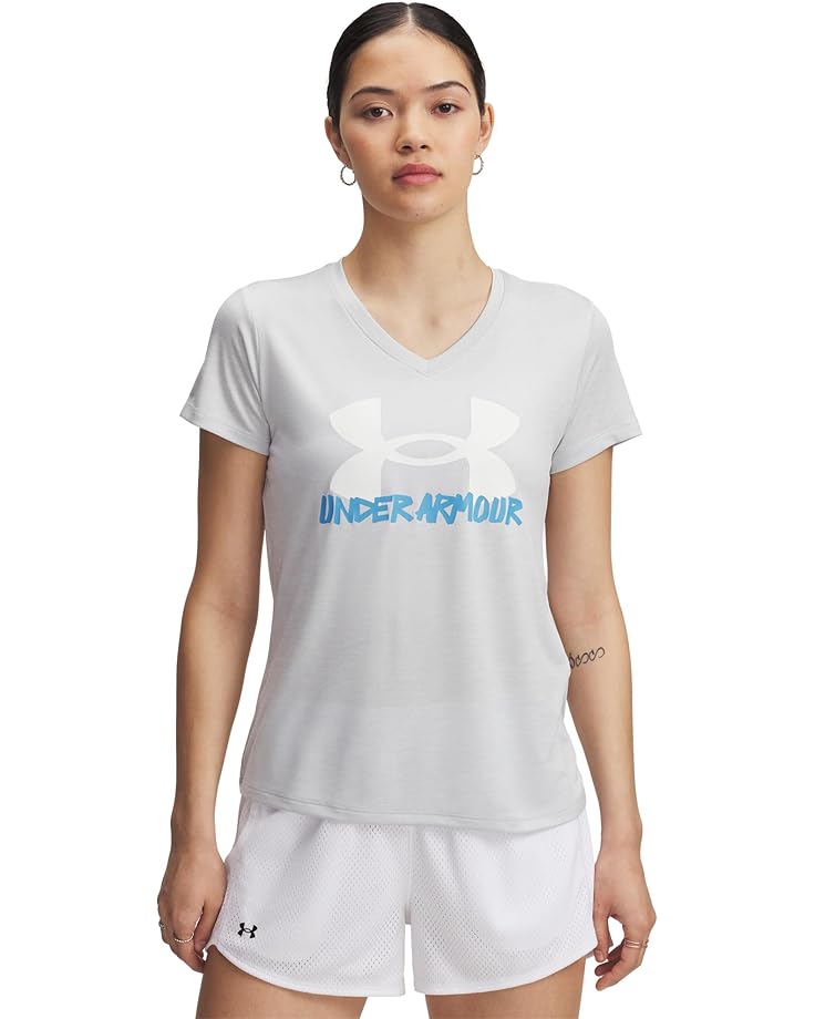 

Футболка Under Armour Tech Marker Twist Short Sleeve T-Shirt, цвет Halo Gray/White/Ether Blue