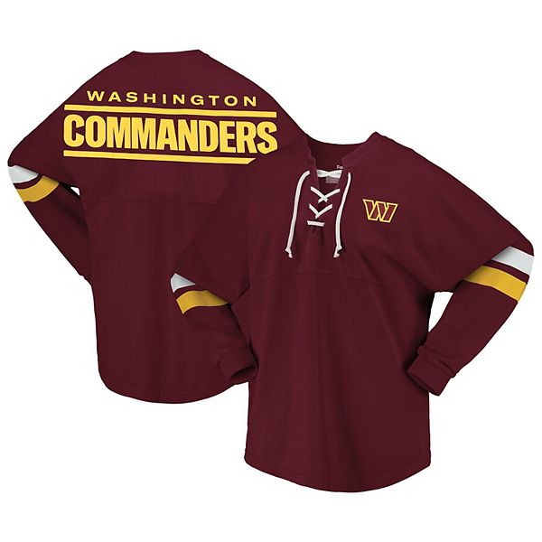 

Женская футболка с длинным рукавом и v-образным вырезом fanatics branded burgundy washington commanders spirit jersey Unbranded