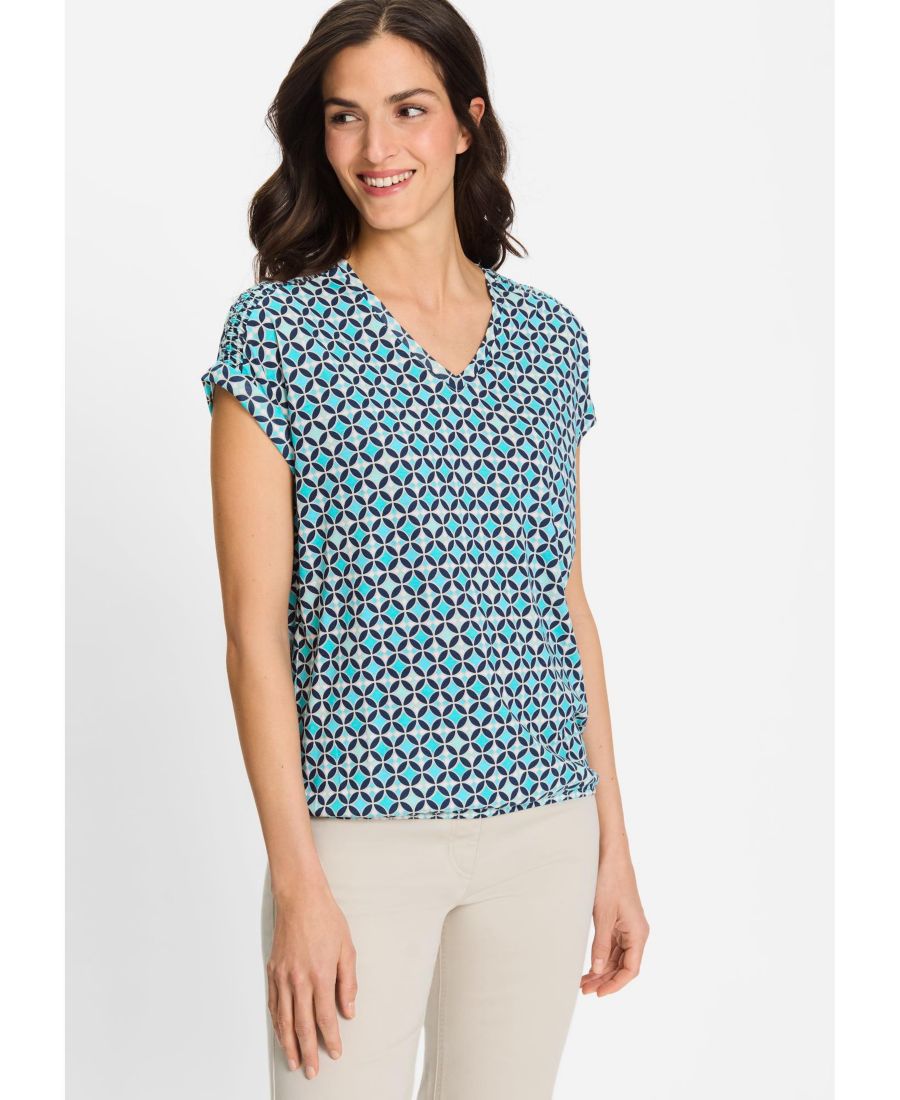 

Женская футболка с декоративным принтом Olsen, Aruba blue, Синий, Женская футболка с декоративным принтом Olsen, Aruba blue