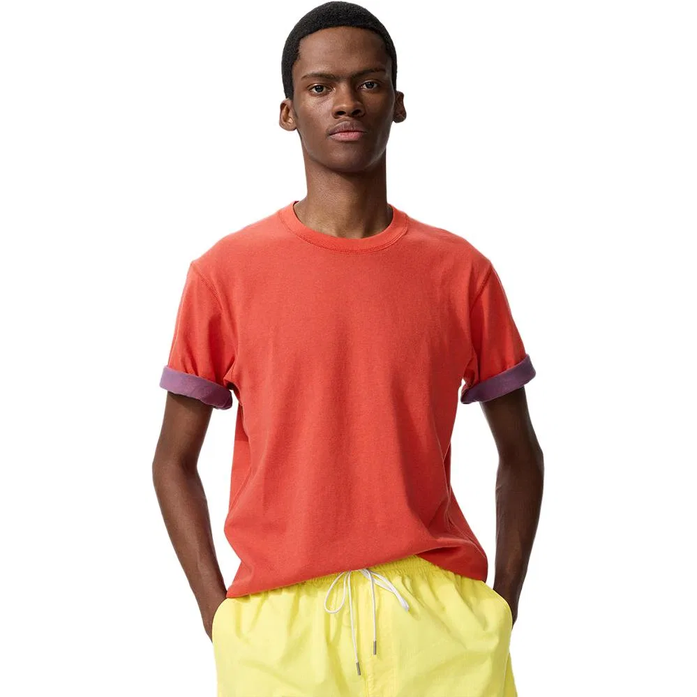 Футболка с воротником-стойкой UNIQLO оранжево-красная