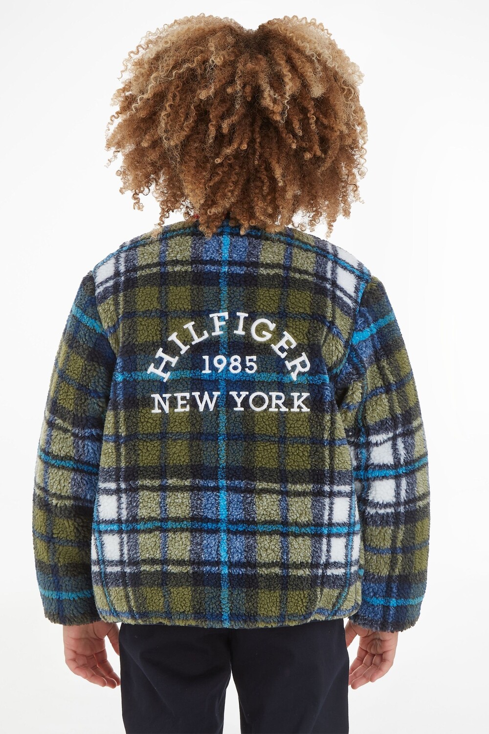 

Зеленая детская куртка с рисунком тартан и эффектом тедди Tommy Hilfiger, зеленый