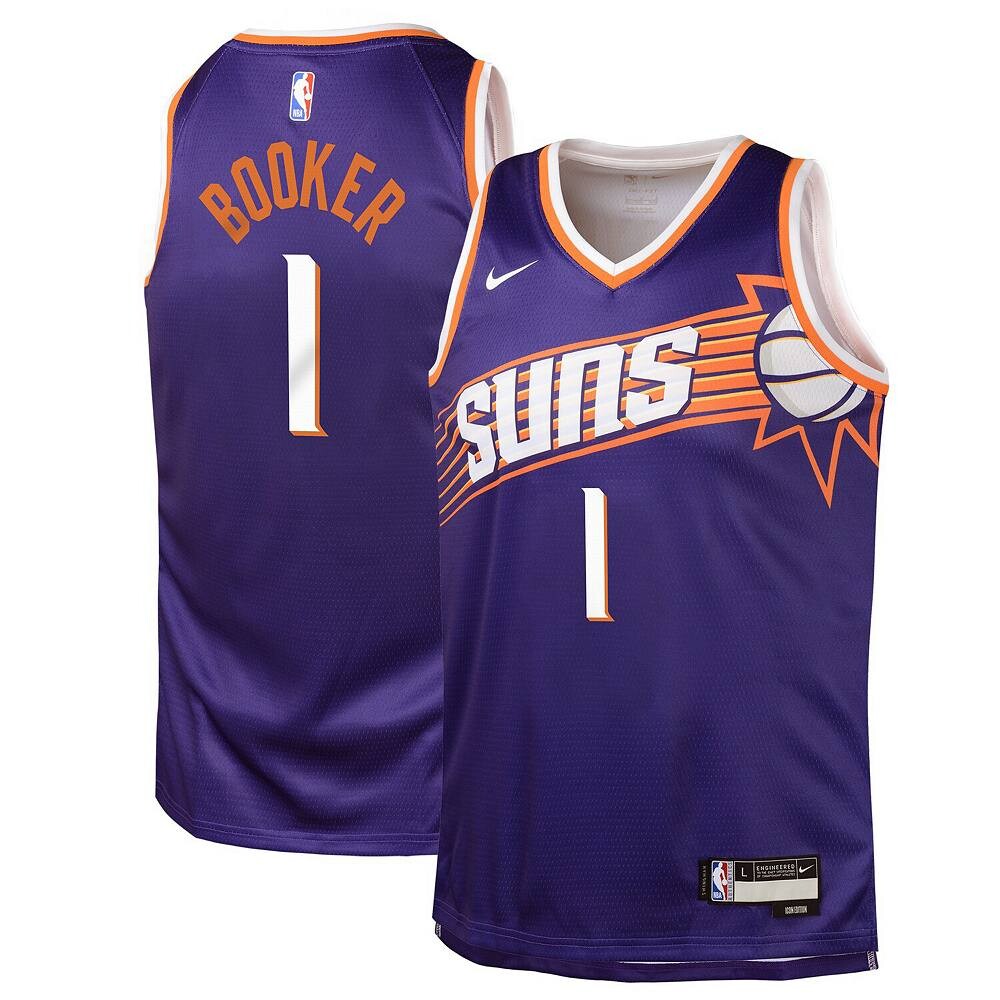 Молодежная футболка Nike Devin Booker Purple Phoenix Suns Swingman — Icon Edition, цвет Phx Purple — фото 2