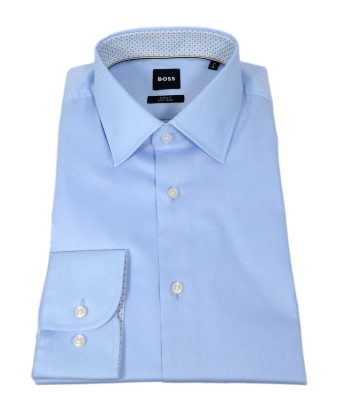 

Приталенная рубашка из хлопкового поплина, небесно-голубого цвета. Hugo, синий