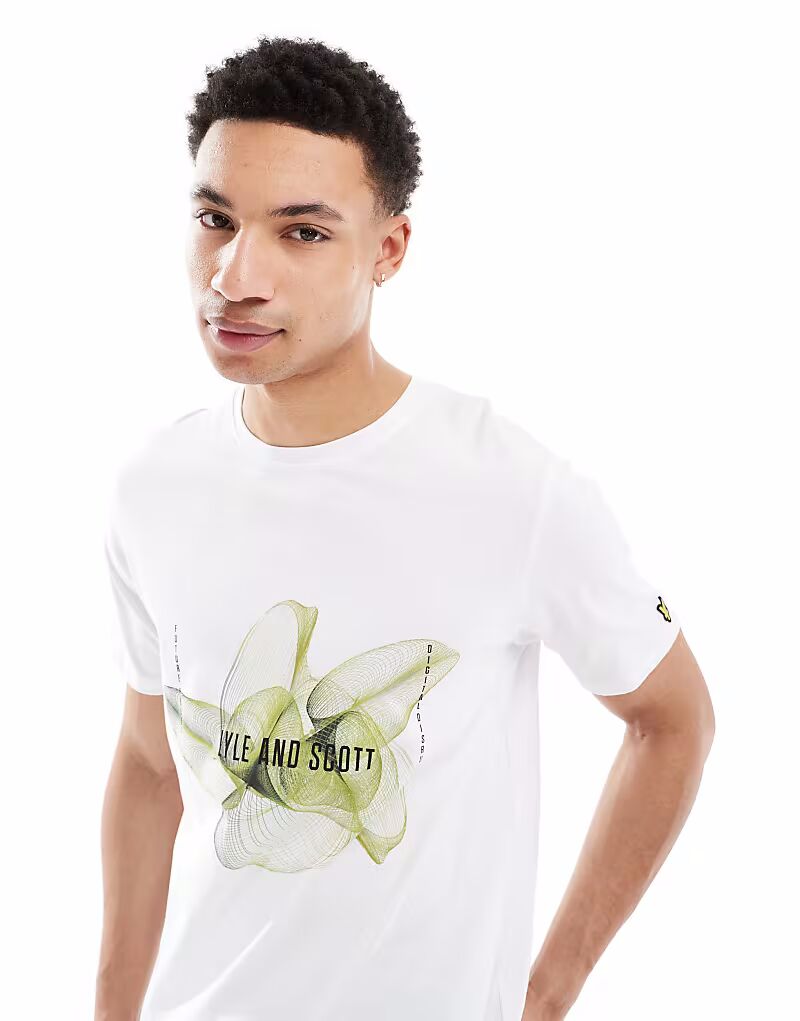 

Футболка с принтом Lyle & Scott в бело-дымчато-зеленом цвете