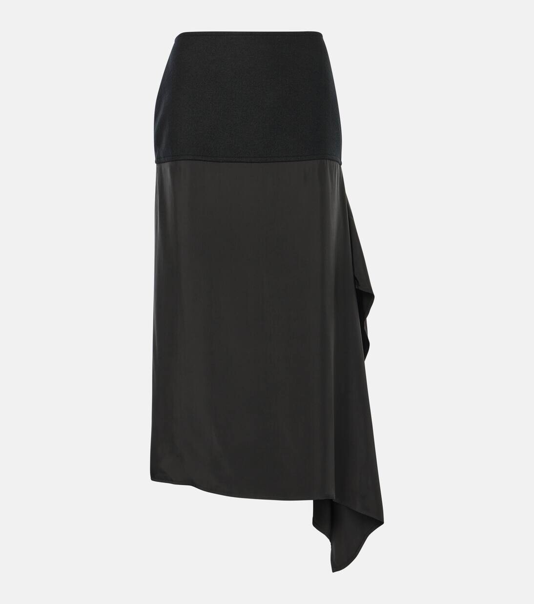 

Асимметричная шерстяная мини-юбка Jil Sander, черный