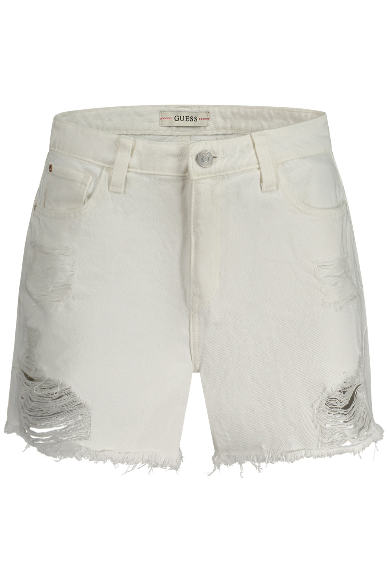 

Шорты женские Guess Jeans джинсовые с эффектом потертости, белый