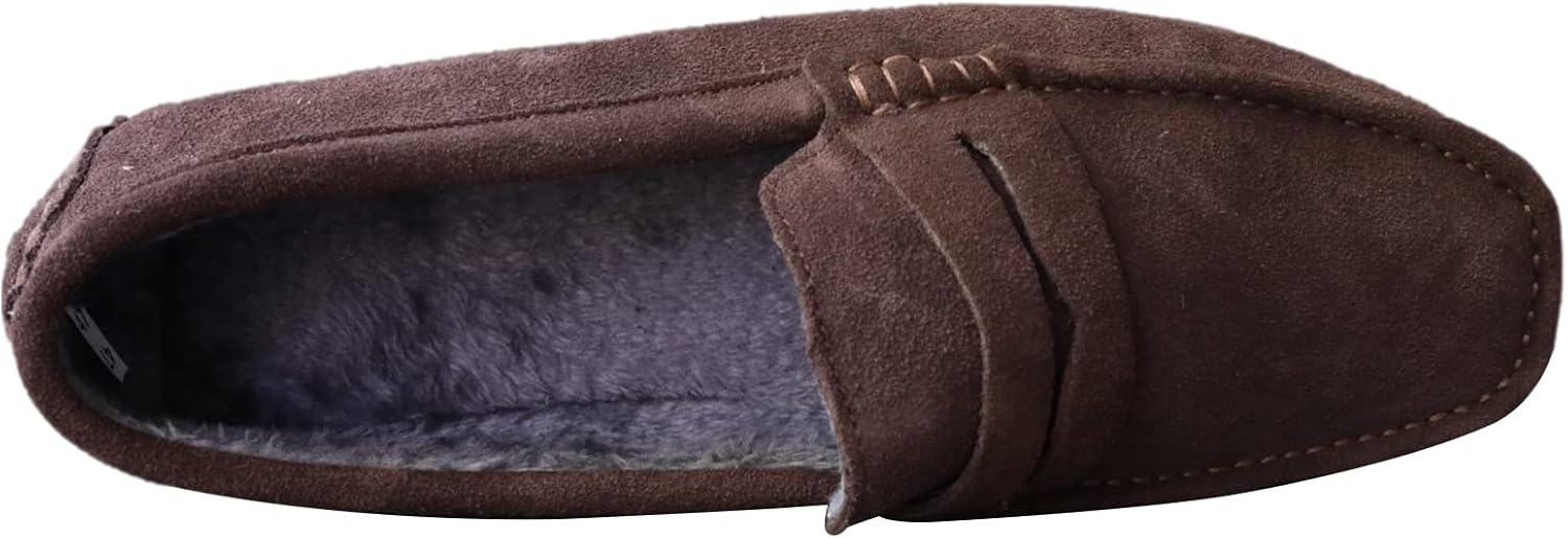 Мужские замшевые кожаные лоферы ANUFER, удобные мокасины, Coffee-plush Lined — фото 2