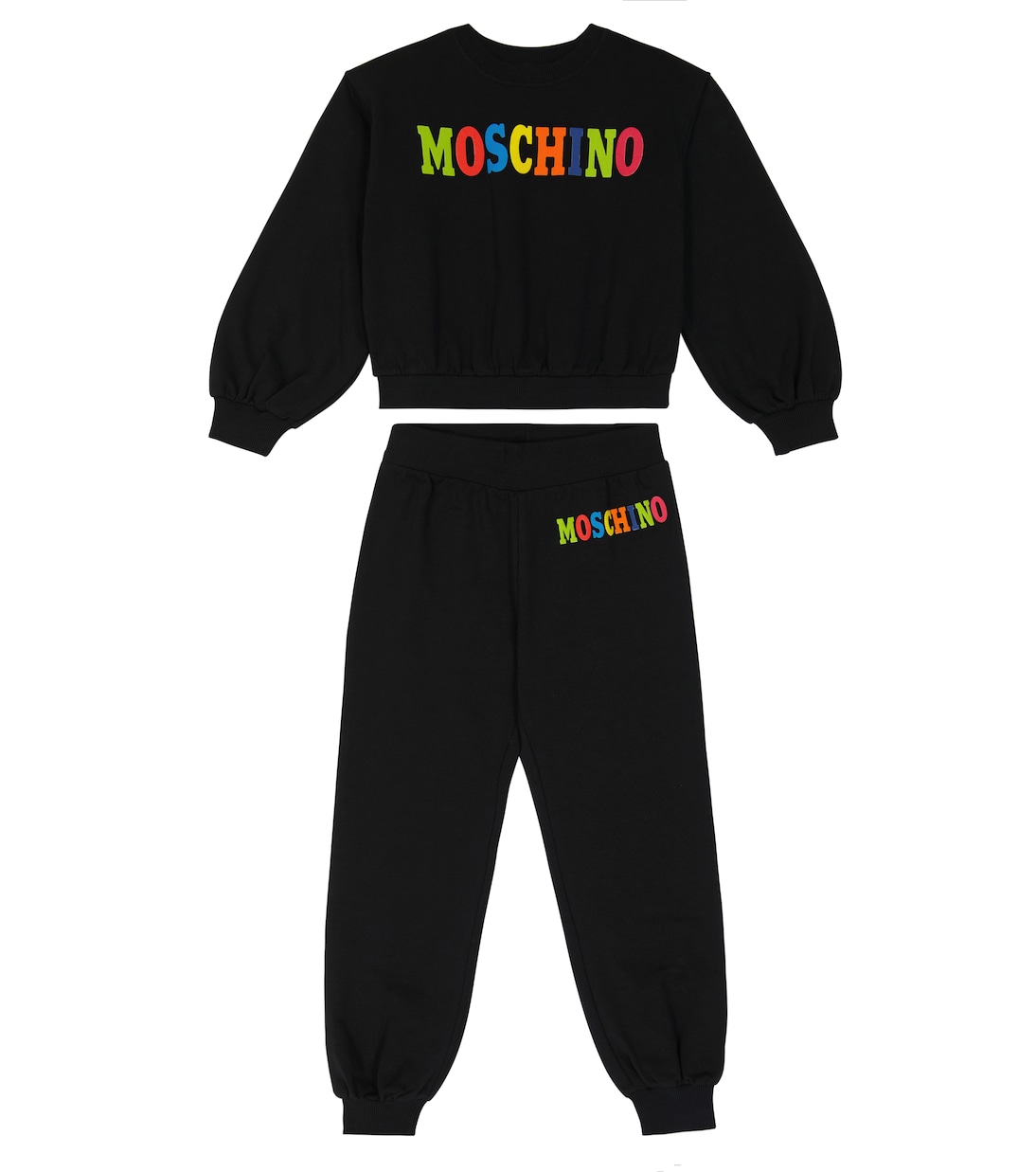 

Комплект из толстовки с логотипом и спортивных штанов Moschino Kids, черный