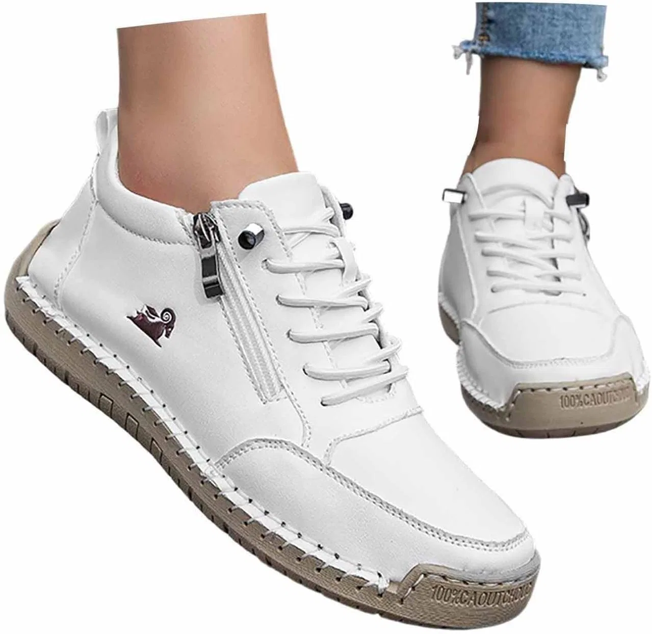 Обувь для ходьбы босиком зимняя кожаная Generisch, B02 White