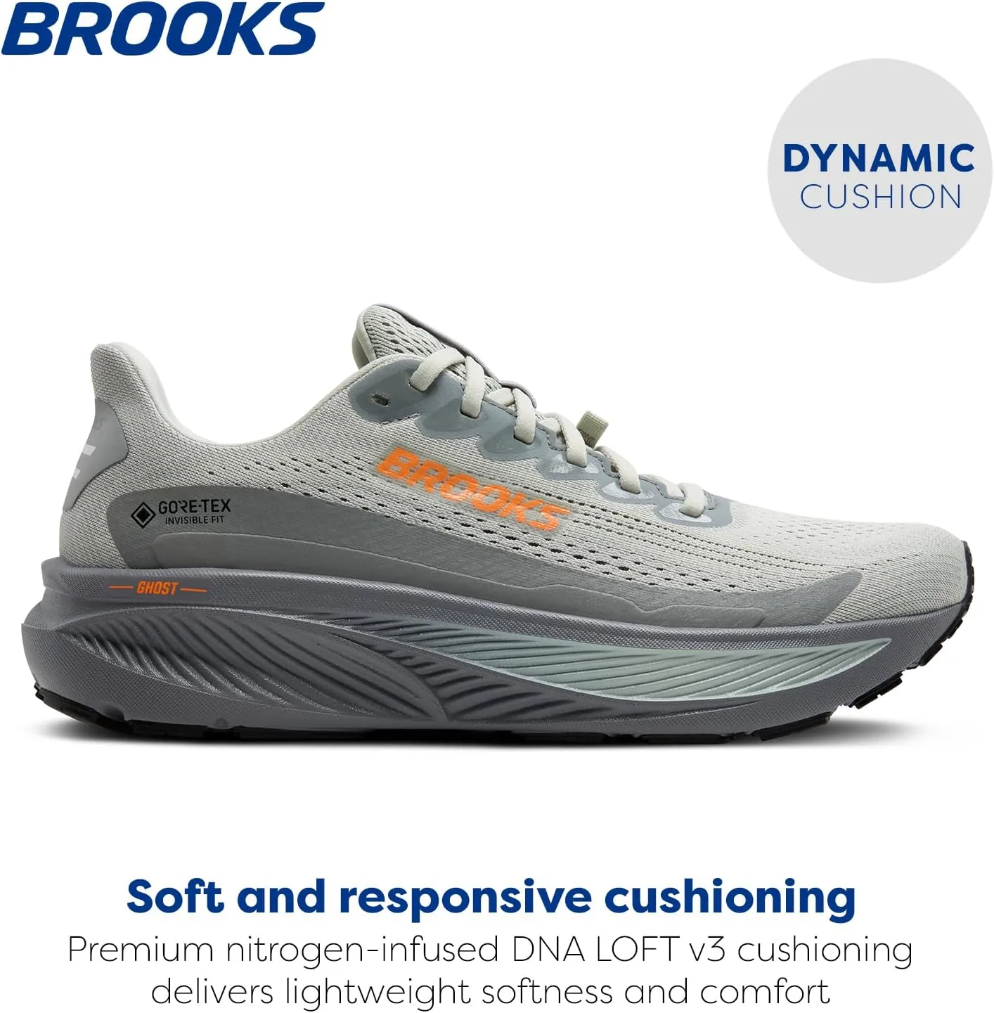 Мужские кроссовки Brooks Ghost 17 GTX, оранжевый/серый — фото 2
