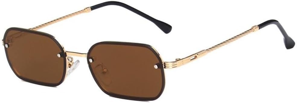 

Модные маленькие прямоугольные солнцезащитные очки в металлической оправе для женщин, винтажные квадратные солнцезащитные очки с защитой от УФ-излучения UV400 MTZJH, 3