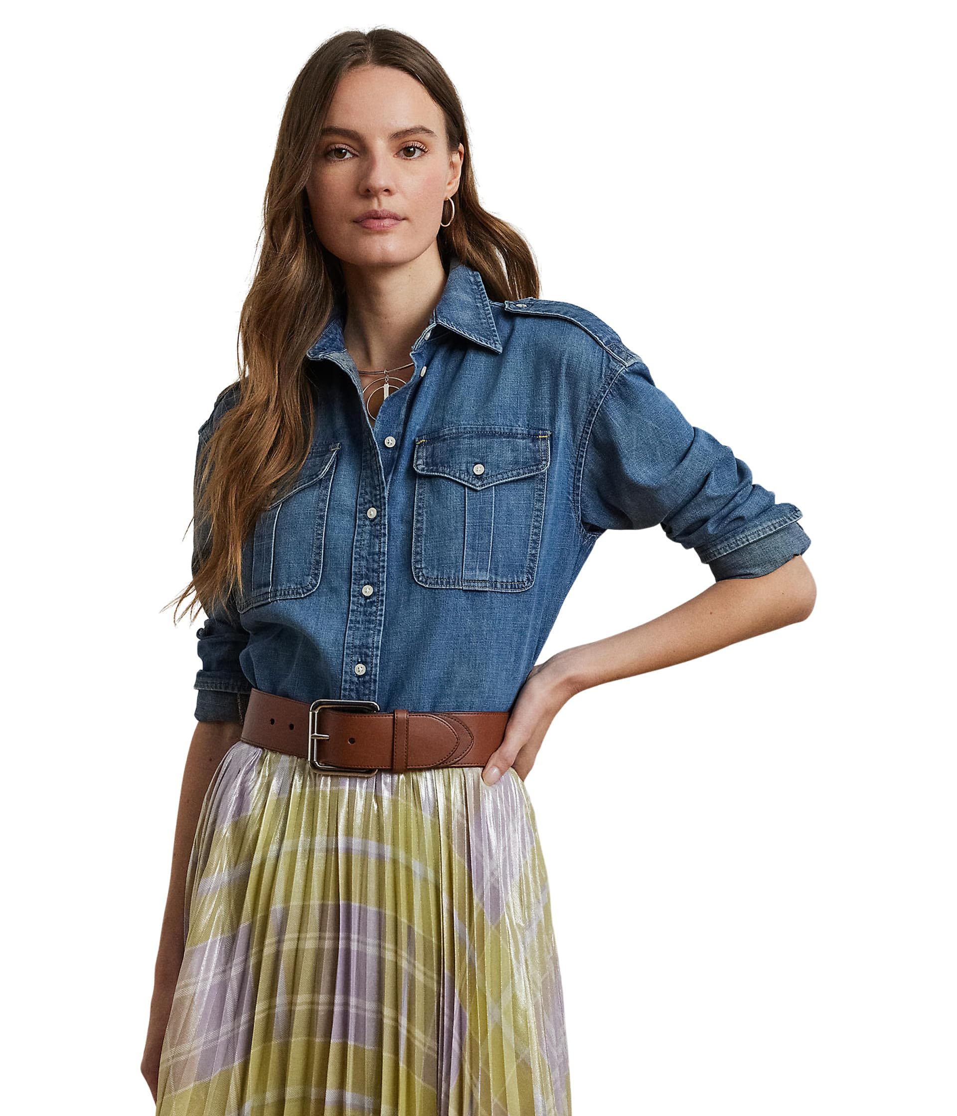 

Рубашка Lauren Ralph Lauren Relaxed Fit Denim Shirt, цвет Opal Wash