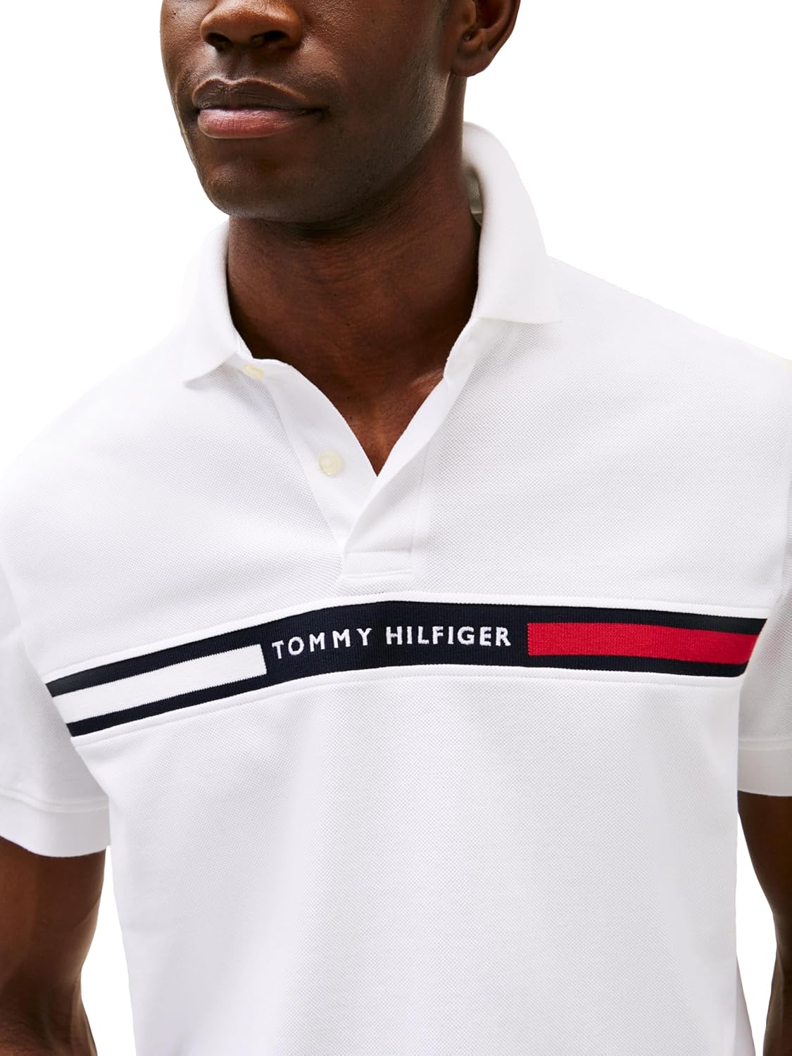 Мужские поло Tommy Hilfiger с коротким рукавом, классического кроя, с логотипом на груди, White — фото 2