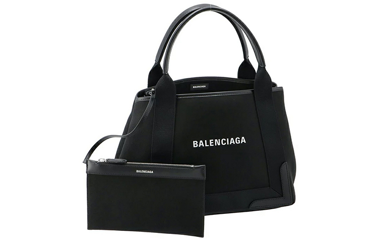 Хлопковая сумка с кожаной коровьей аппликацией в виде трубок Balenciaga женская черная — фото 3