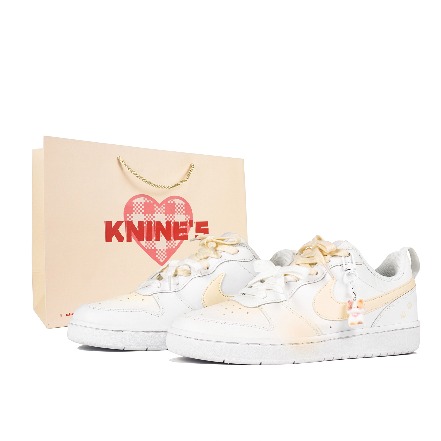 

Nike Court Borough Low top Skateboard Shoes White Yellow GS