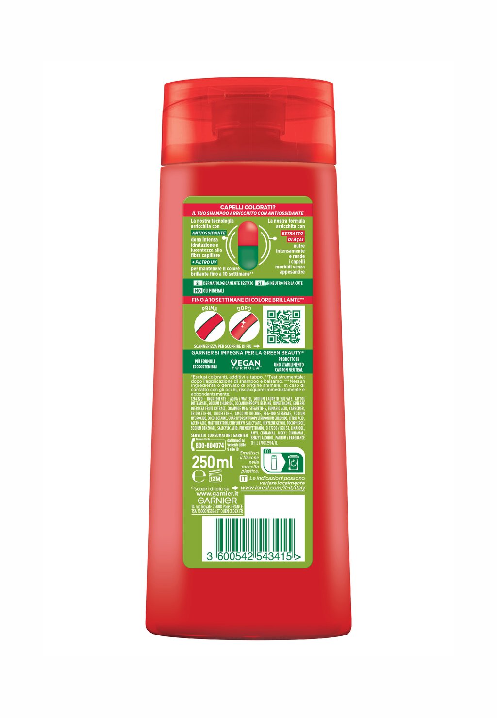 

3 ПАКЕТА Fructis Color Resist Shampoo Ravvivante, Per Capelli Colorati 250 Ml Garnier, Шампунь Garnier,