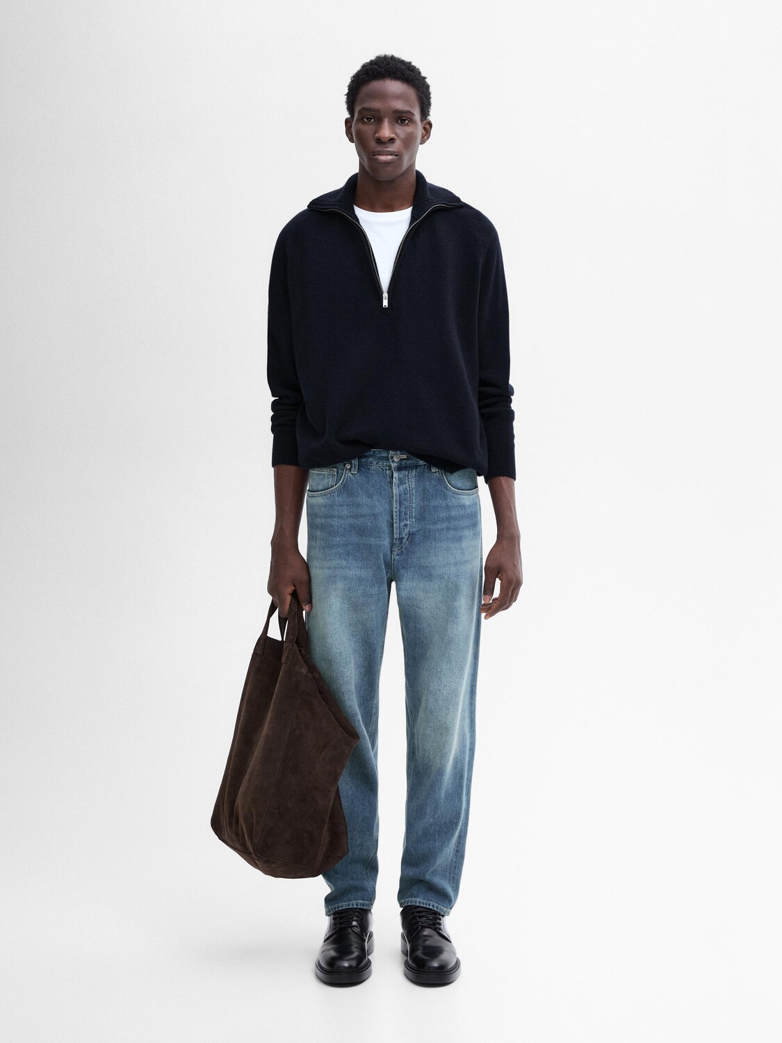 

Свитер с воротником-стойкой из смеси кашемира Massimo Dutti, синий