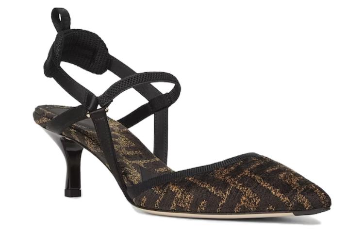 Monogram Jacquard Slingback Pumps FENDI, черный