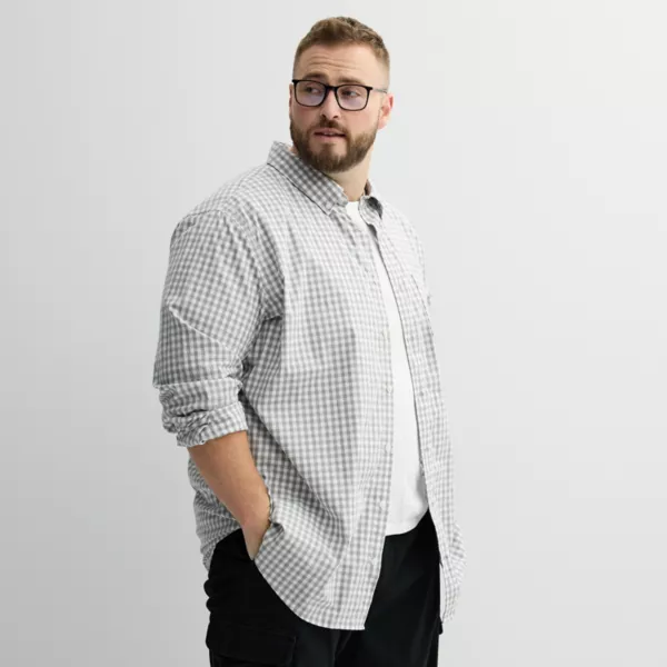 

Рубашка на пуговицах Big & Tall идеальной длины - размер M Tall Sonoma Goods For Life, цвет grey gingham