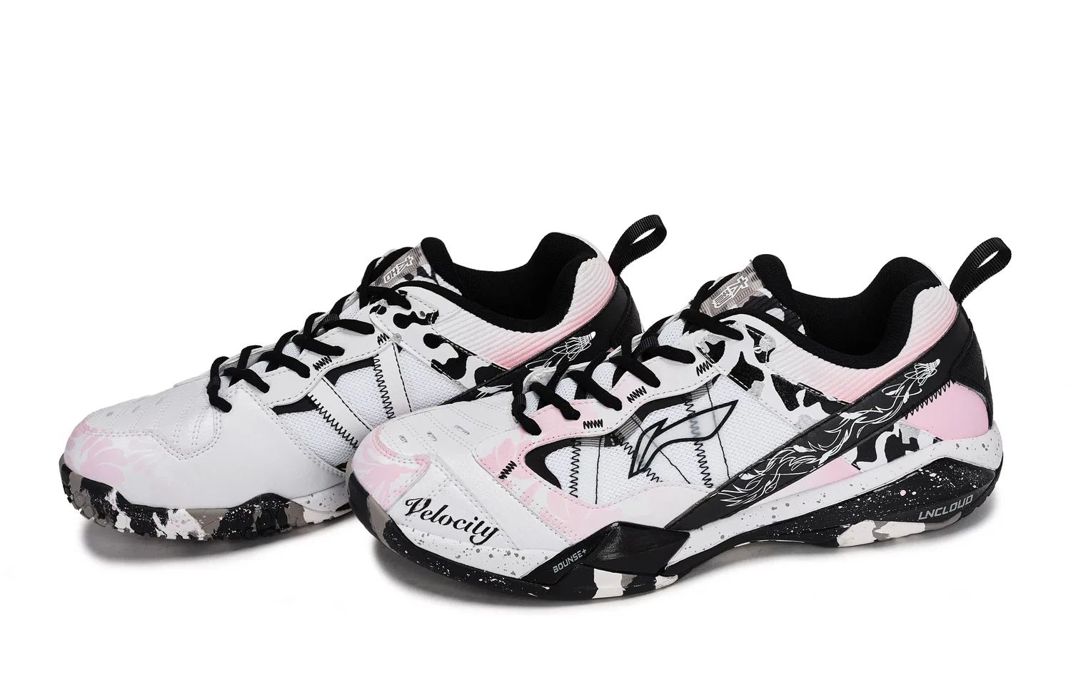 Кроссовки для бадминтона Invincible No. ACE Li-Ning Black White Pink — фото 4