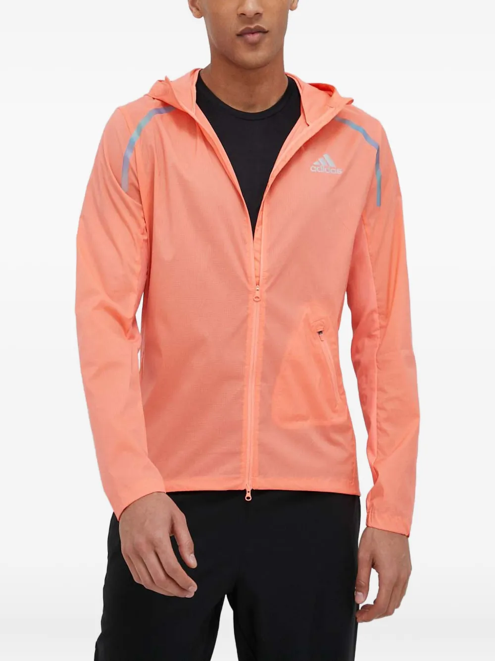 

Куртка с капюшоном и светоотражающими полосами adidas, розовый