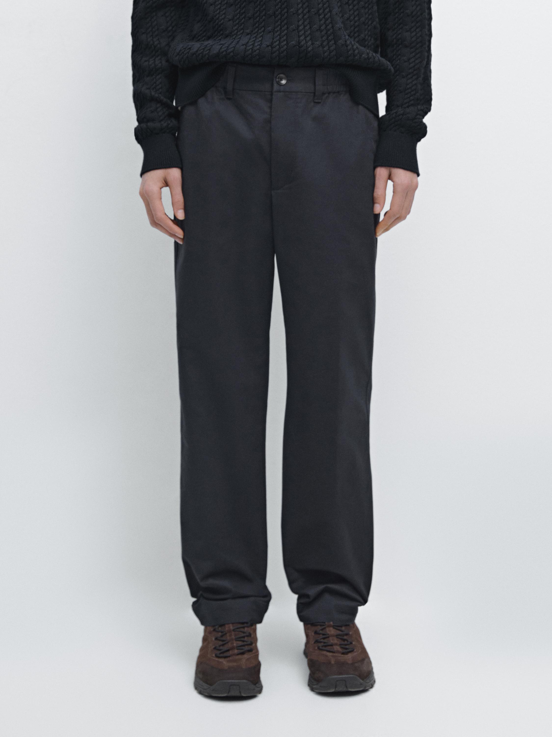 Брюки jogger из хлопковой смеси Massimo Dutti, navy blue — фото 3