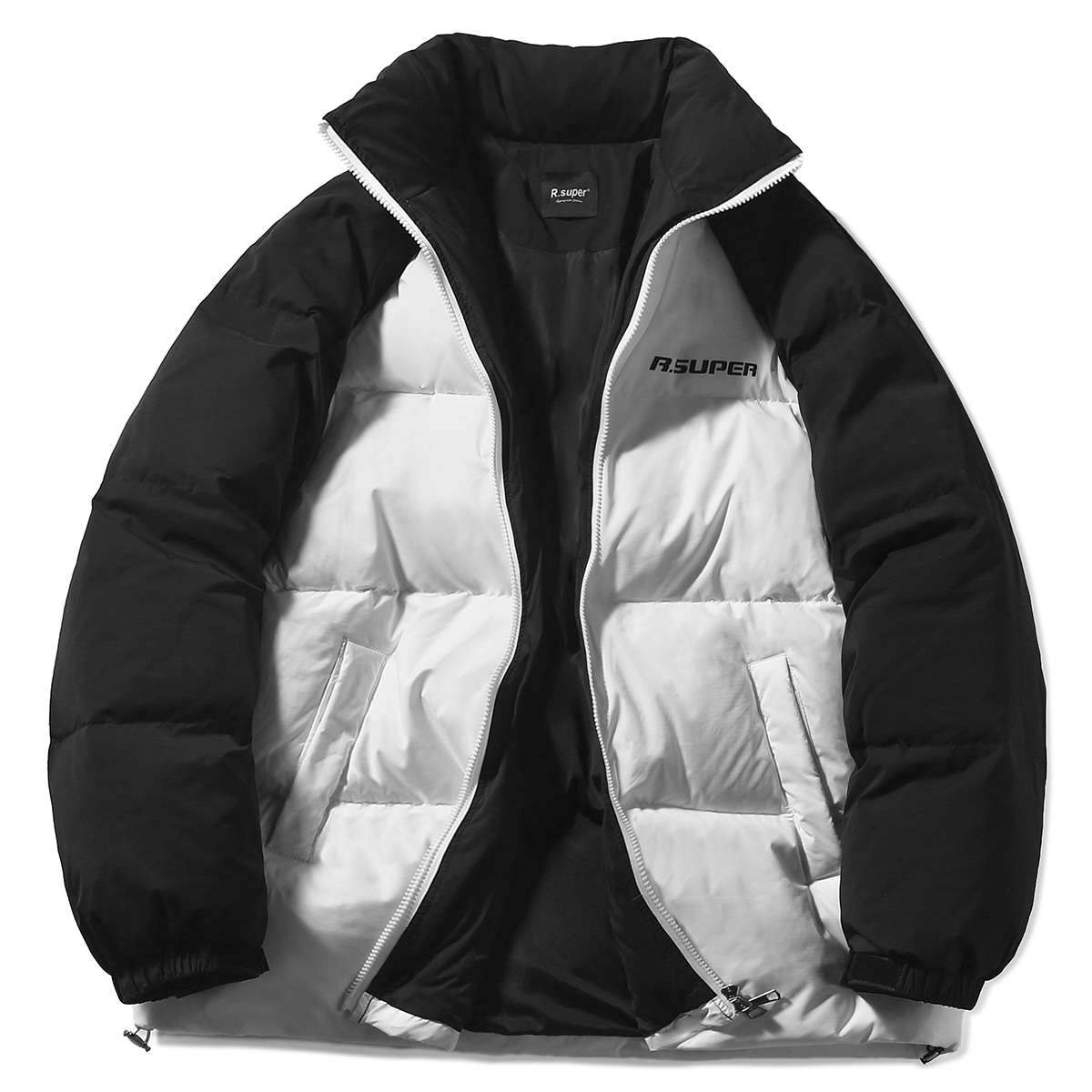 

R.super Унисекс пуховик, White Body with Black Sleeves