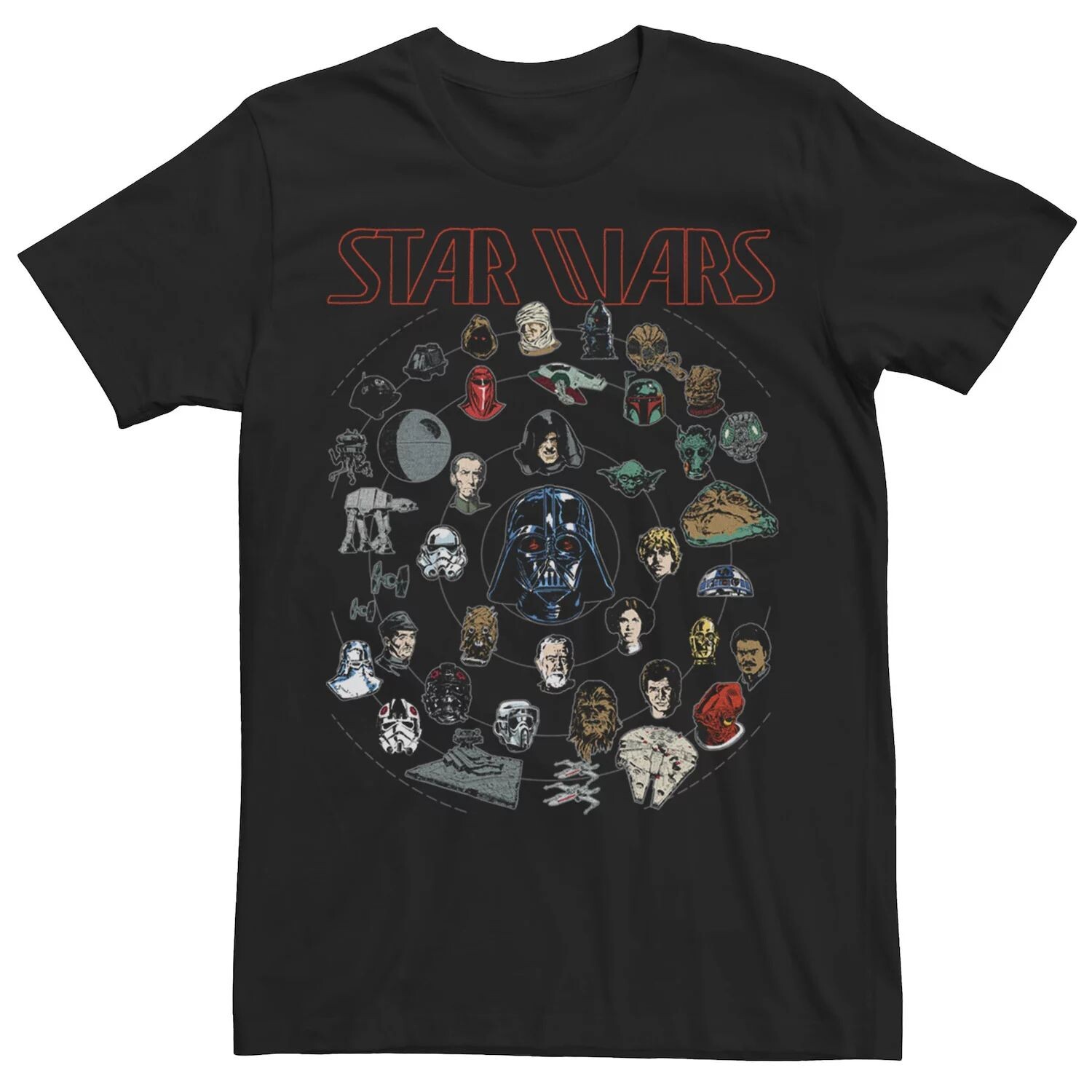 

Мужская футболка с логотипом в форме круга и коллажем Star Wars