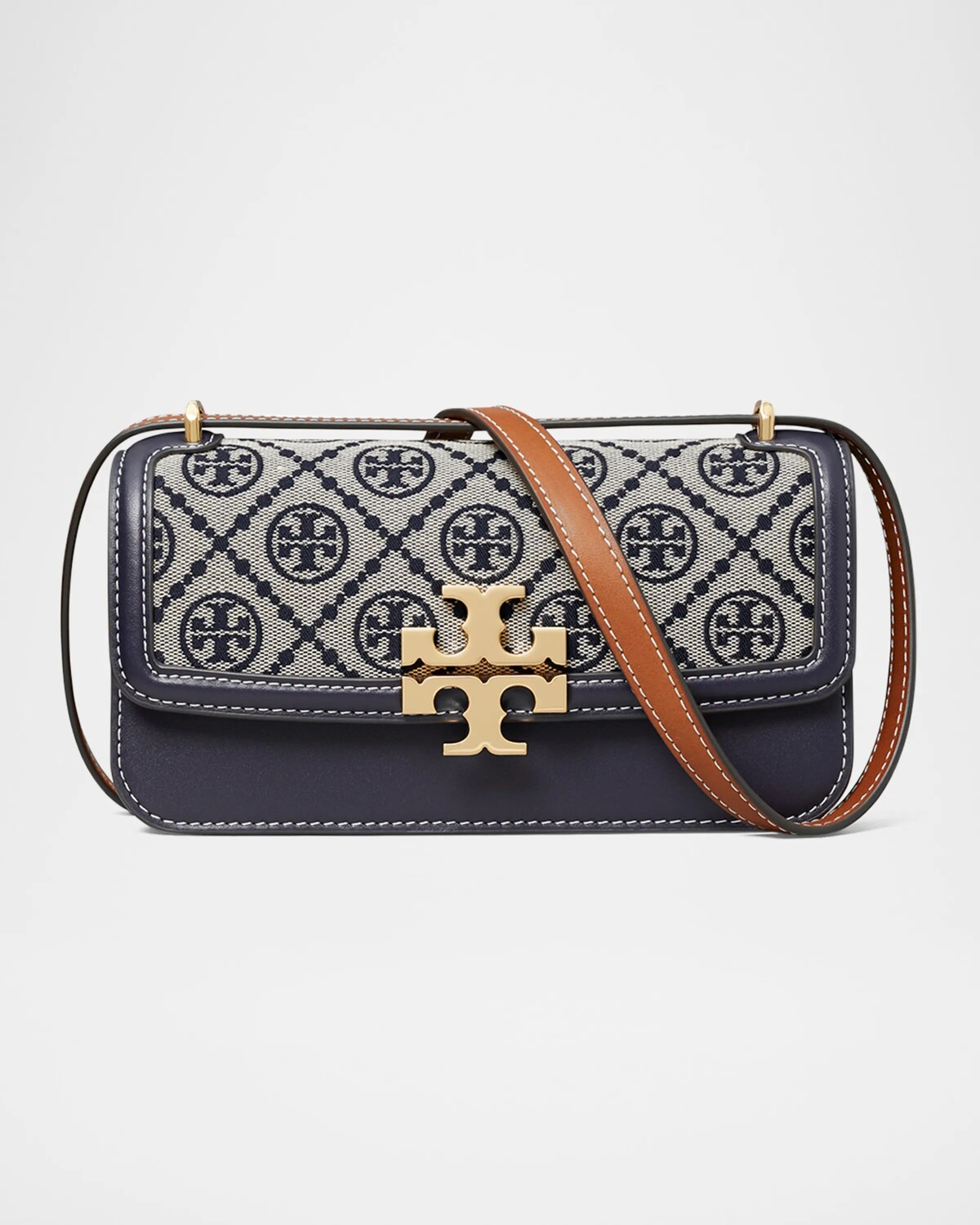 

Маленькая трансформируемая сумка на плечо Eleanor с монограммой T Tory Burch, цвет Tory Navy