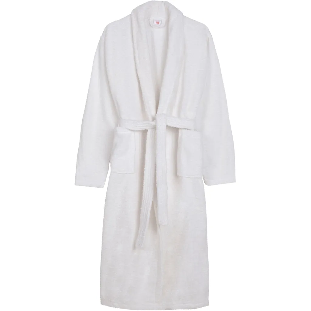 

Модный халат Bathrobe uni Набор: 1x халат, 1 шт., с шалевым воротником, поясом, карманами, для женщин и мужчин, велюр, блестящий Hip, белый