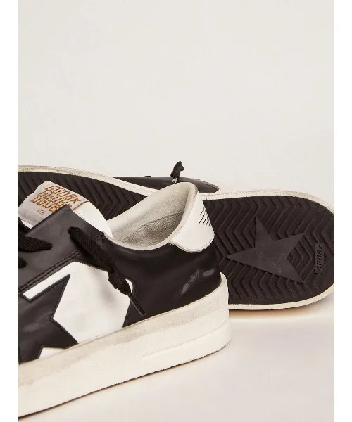Мужские кроссовки из кожи Stardan GOLDEN GOOSE бело-черные — фото 3