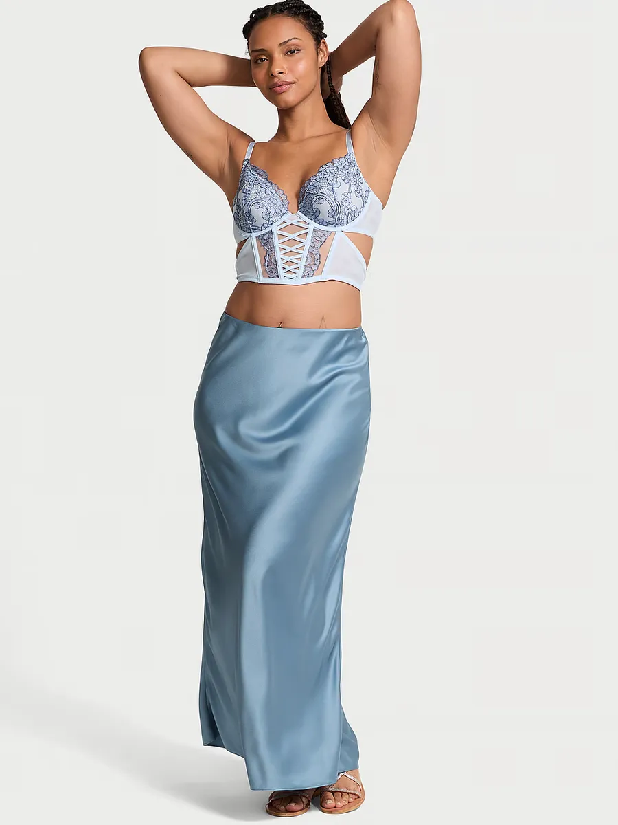 

Атласная юбка-макси Victoria'S Secret, цвет Faded Denim