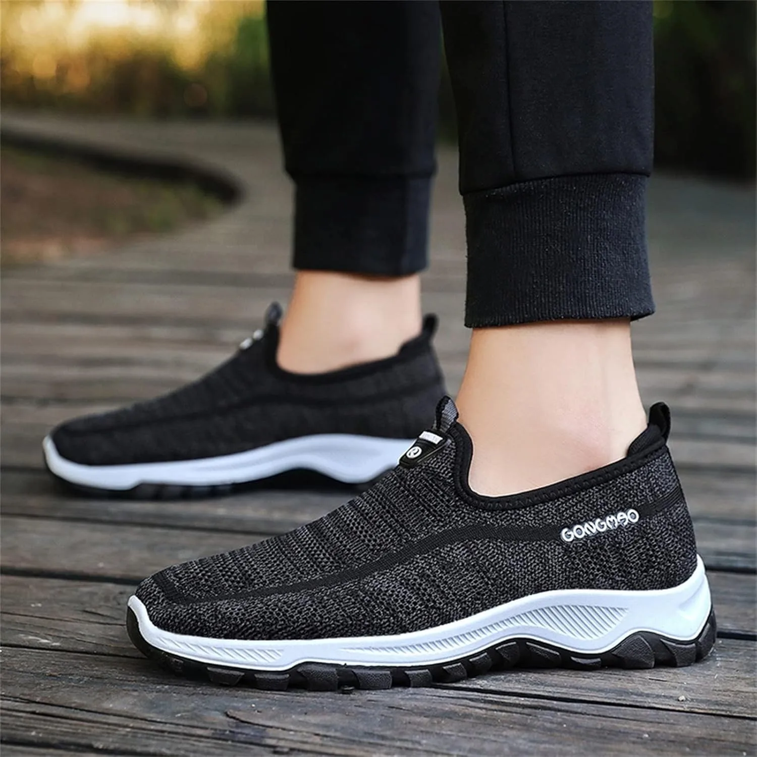 Модные кроссовки Herren-Sneaker-Socken fur Sommer und Herbst, einfarbig, gewebt, atmungsaktiv, bequem, zum Reinschlupfen, lassig, Sneaker-Socken fur Herren Generisch, черный — фото 2