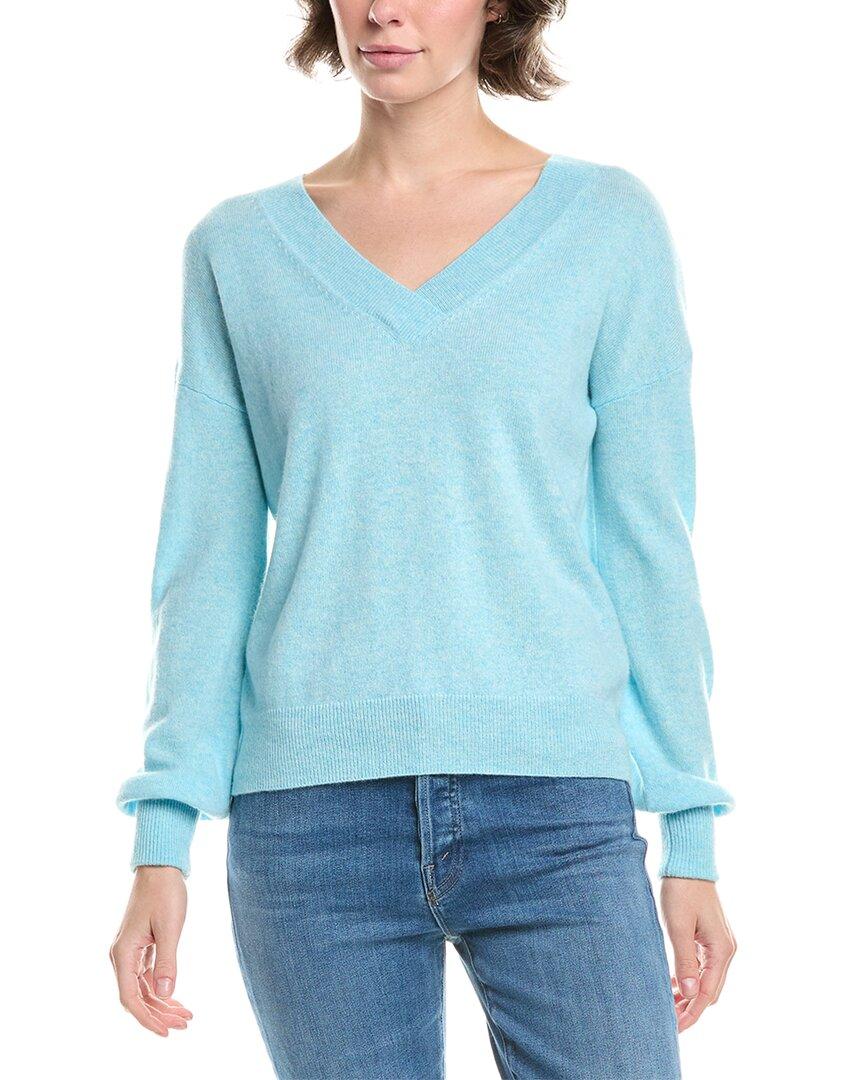 

Форте Кашемир Свитер с V-образным вырезом и сборчатыми рукавами Forte Cashmere, синий