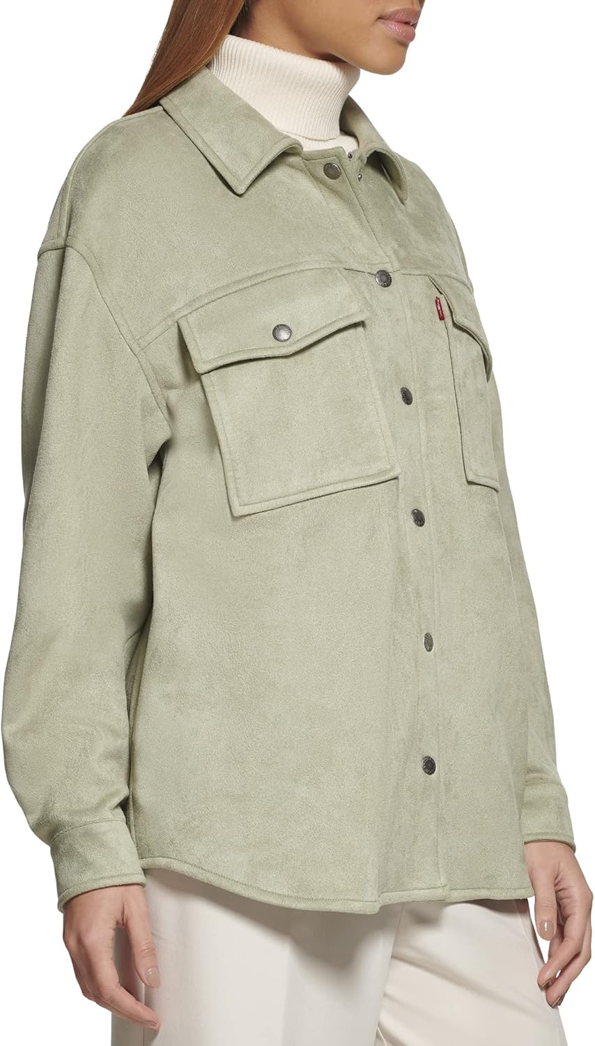 Женская куртка-рубашка Levi's из мягкой искусственной замши (стандартные и большие размеры), Seafoam — фото 3