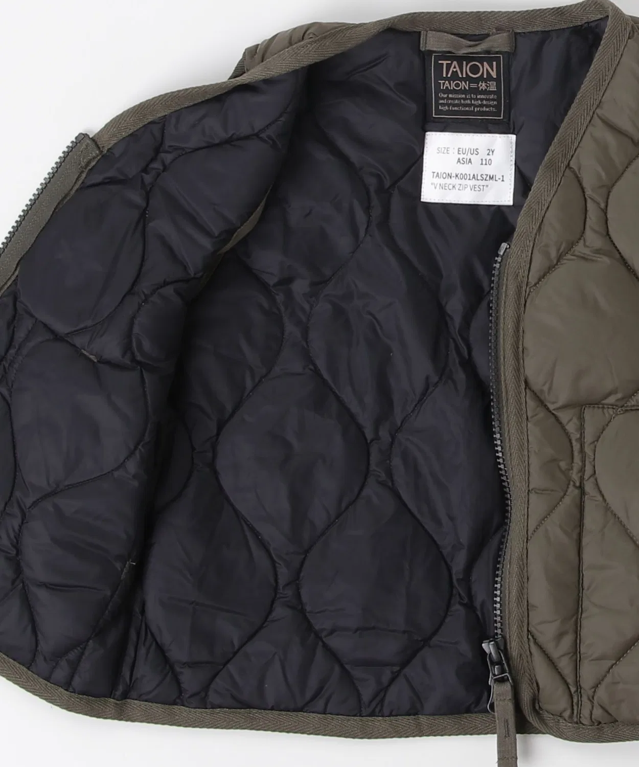 Детский жилет MILITARY V-NECK W-ZIP DOWN VEST TAION с наполнителем из пуха и пера, тёмно-синий — фото 3