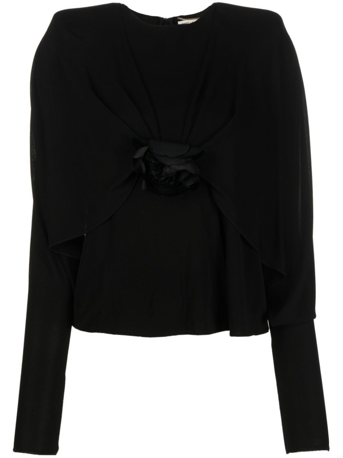 

Saint Laurent топ Flower с длинными рукавами, черный