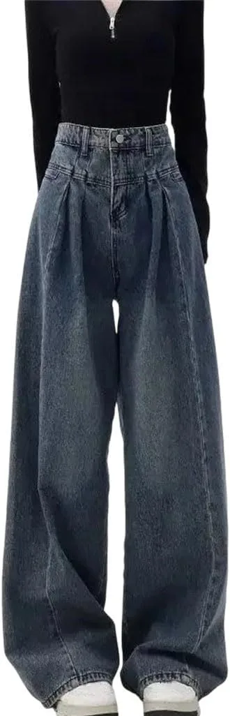 

Женские джинсы прямого кроя Casual High Waist Loose Baggy Denim Pants Vintage Street Fashion