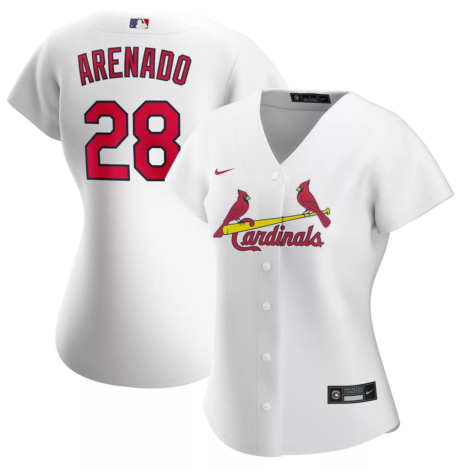 

Женская футболка Nike Nolan Arenado White St. Louis Cardinals Home Официальная копия Джерси игрока Nike