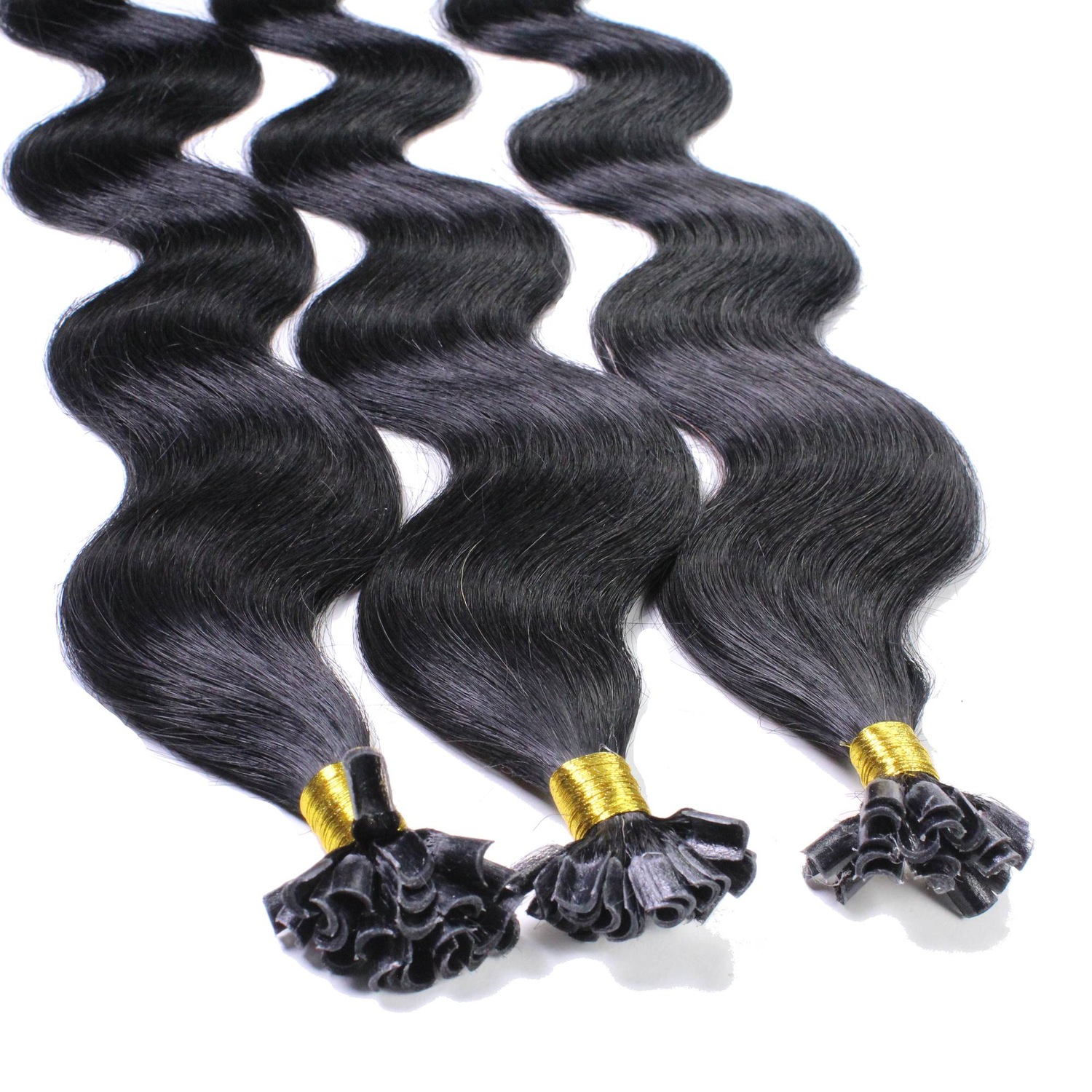 Накладные волосы bonding extensions echthaar #2/0 schwarz 1g Hair2Heart, 40cm, количество 25 шт.